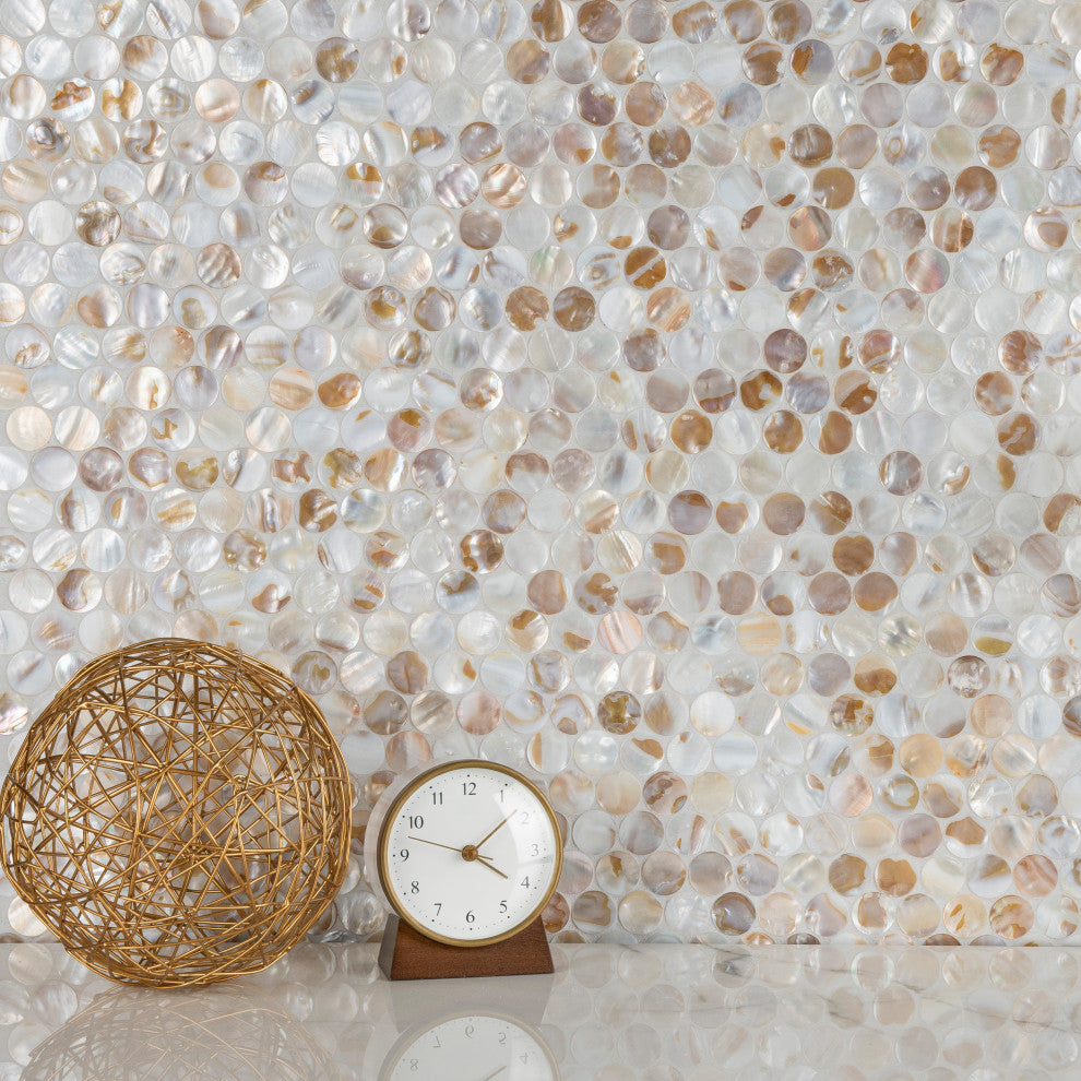 Conchella Penny Mosaic Wall Tile, Natural