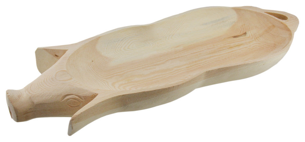 Hand Carved Wooden Pig Platter Decorative Serving Tray 24 inch