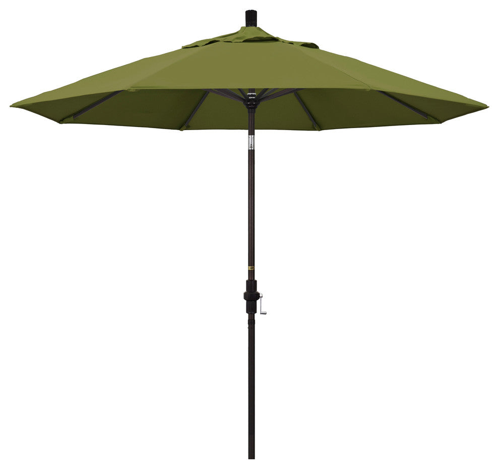 9' Bronze Collar Tilt Crank Aluminum Umbrella, Palm Pacifica