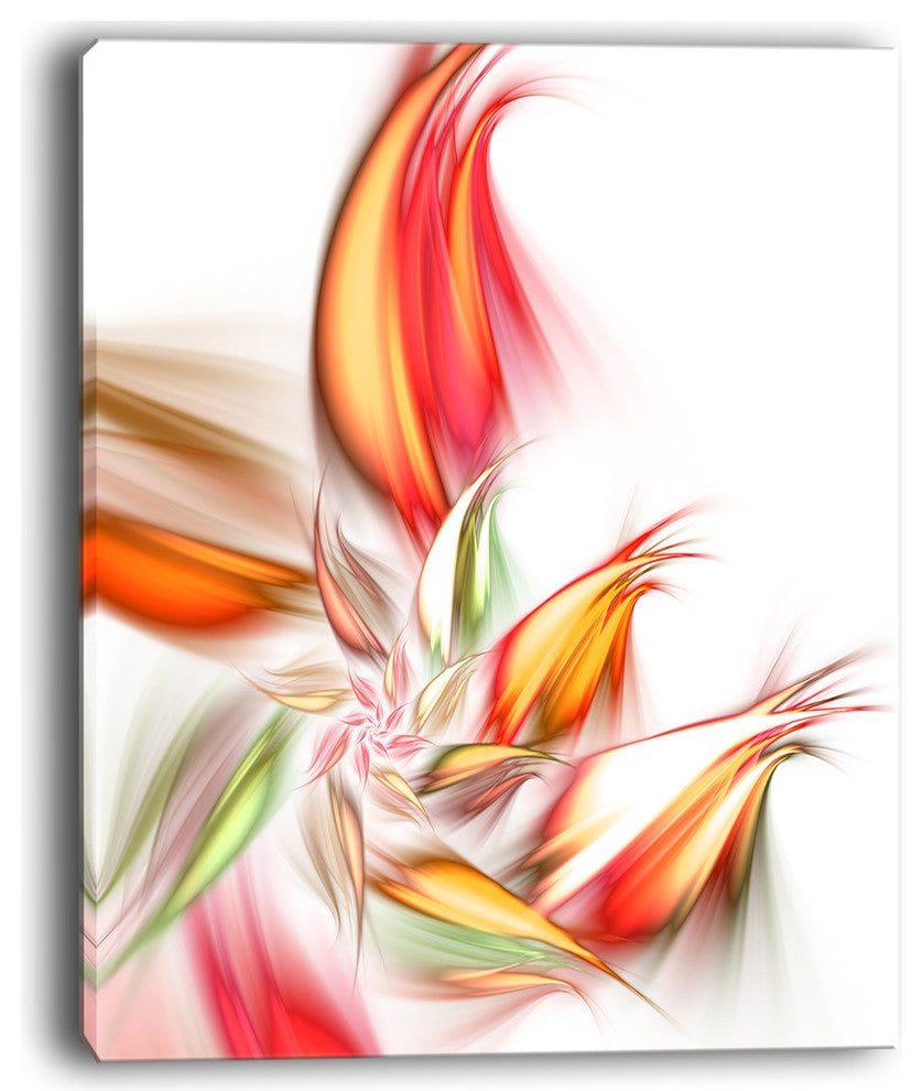 "Orange Pink Fractal Floral Shapes" Floral Wall Art Canvas, 12"x20"