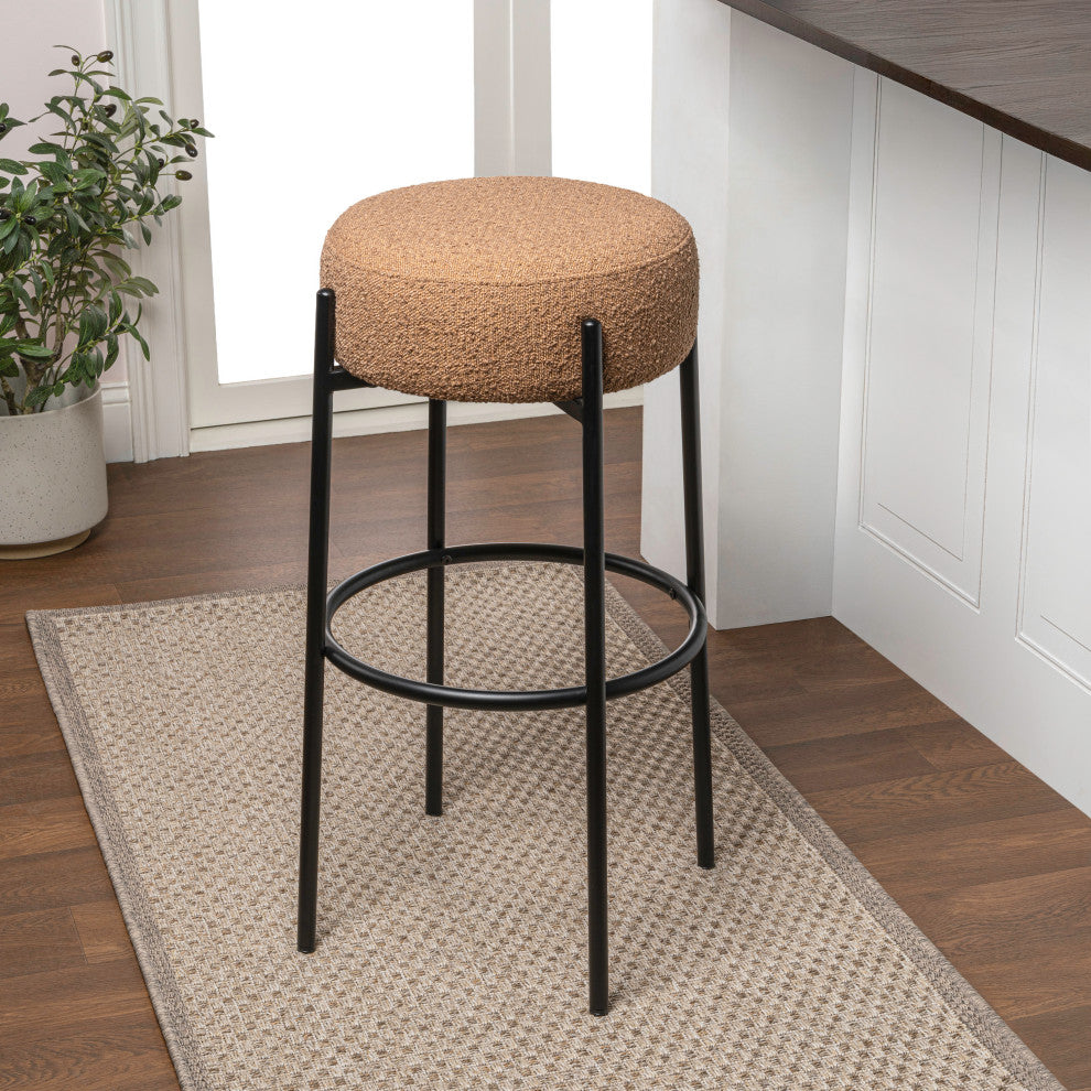 Paola Modern Minimalist Round Backless Metal Cushioned Bar Stool