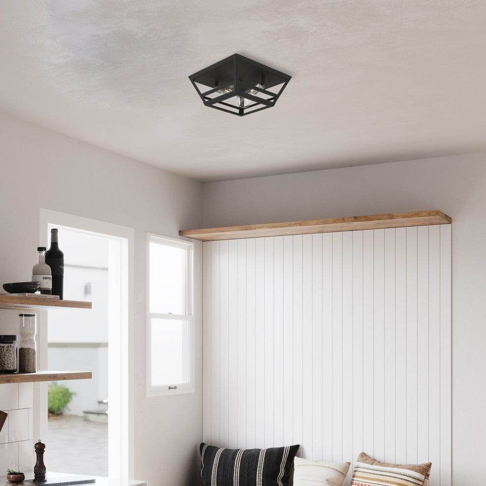Schofield 2 Light Black With Brushed Nickel Accents Flush Mount