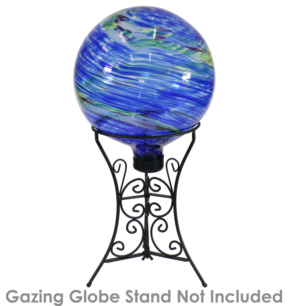 Sunnydaze Garden Gazing Globe Northern Lights Green and Blue Glass Orb, 10"