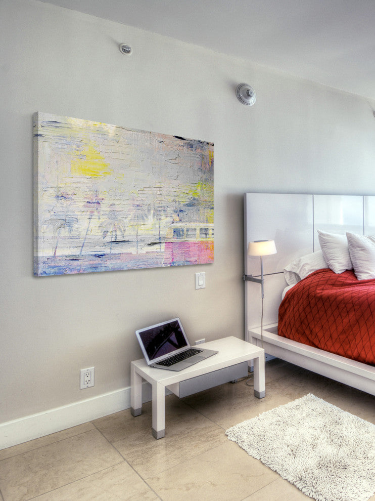 "Palms at Sunset" Painting Print on Wrapped Canvas, 45"x30"