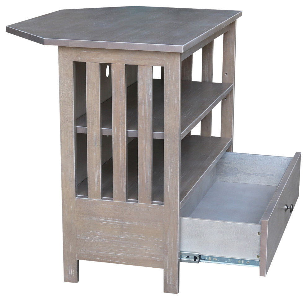 Mission Corner Entertainment / TV Stand, Washed Gray Taupe