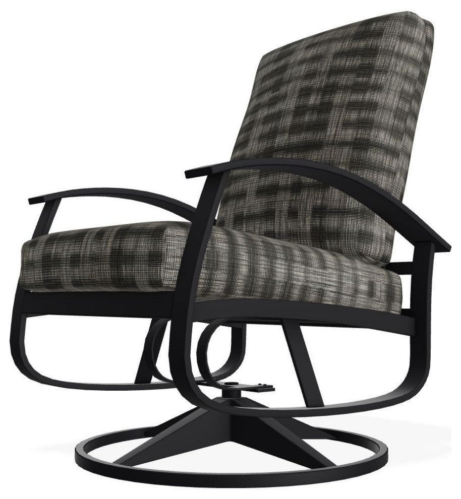 Belle Isle Cushion Outdoor Swivel Rocker, Illusion Plaid Onyx/Black