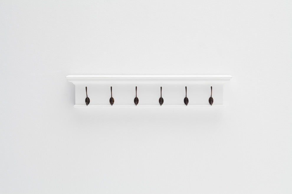 6-Hook Coat Rack, Pure White