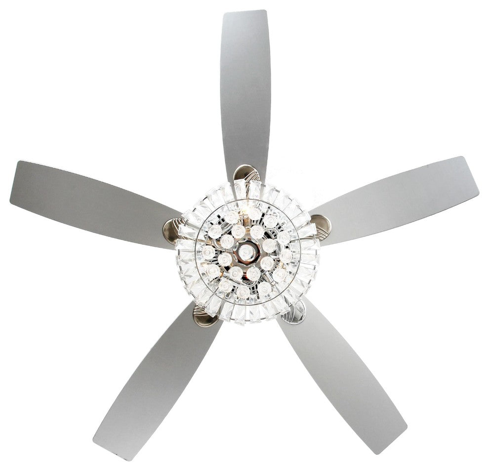 52-In Crystal 5-Blade Ceiling Fan With Light, Remote Control, Chrome