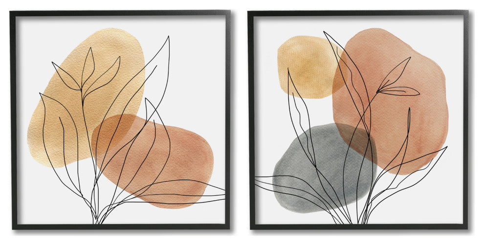 Simple Neutral Southwestern Tones Botanical Plant Design, 2pc, each 24 x 24