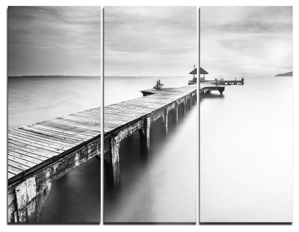 "Wooden Sea Bridge" Photography Metal Wall Art, 3 Panels, 36"x28"