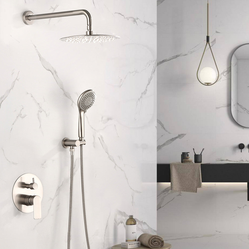 Complete Shower System With Rough-In Valve, Brushed Nickel