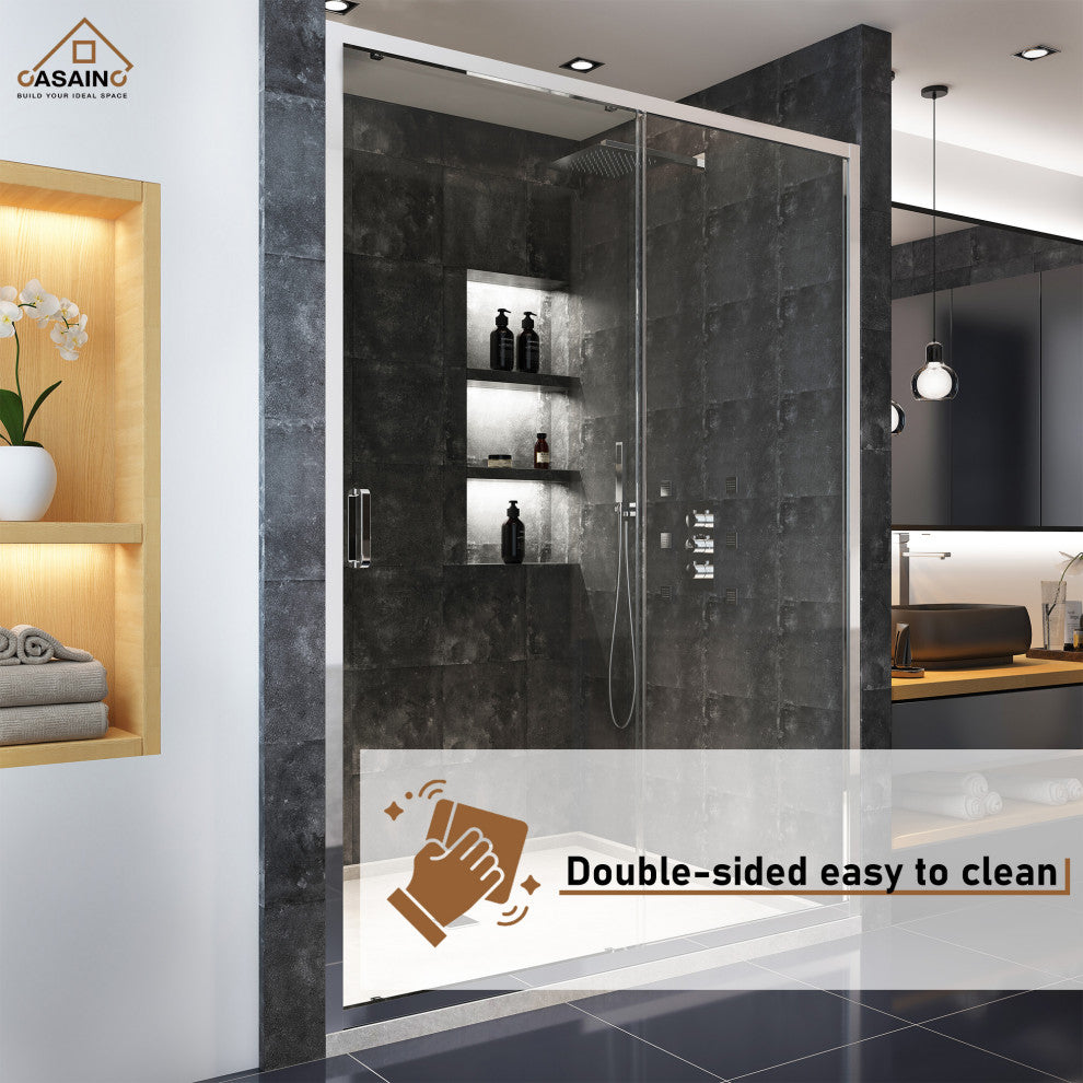 60-in x 72-in Framed Sliding Shower Door, Chromed