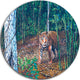 Wandering Tiger In Forest, Animal Digital Art Disc Metal Wall Art, 38"