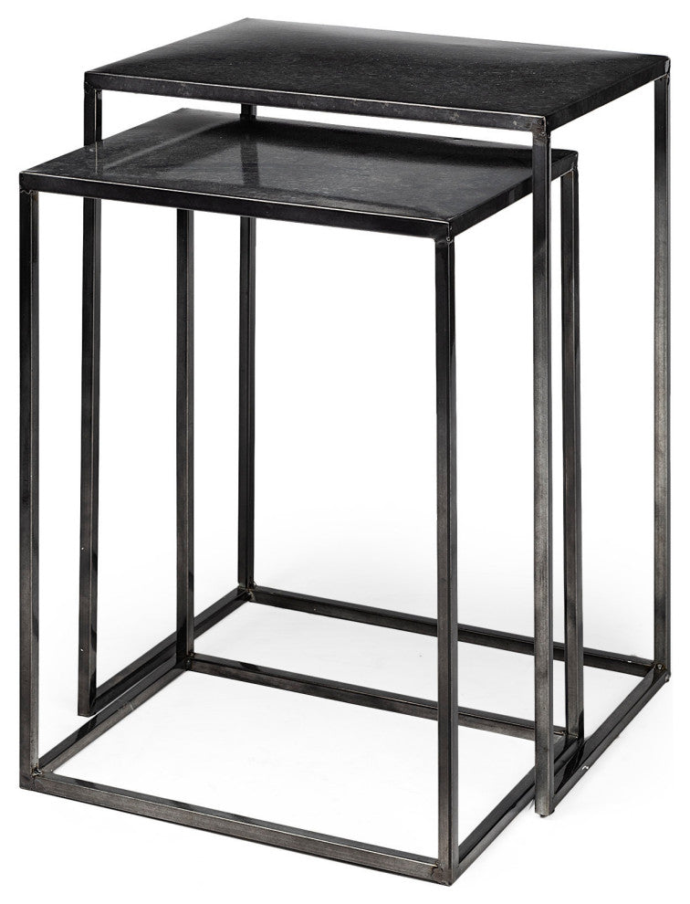 Kasey Black Galvanized Metal Rectangular Nesting Accent Tables