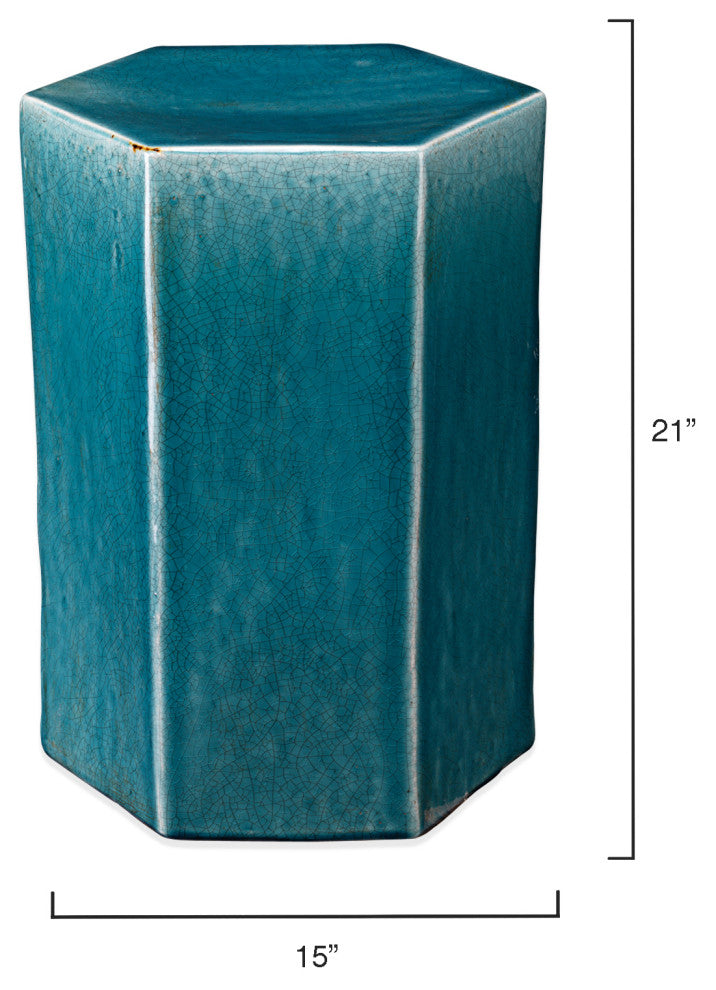 Porto Ceramic Indoor/Outdoor Side Table, Azure, Large
