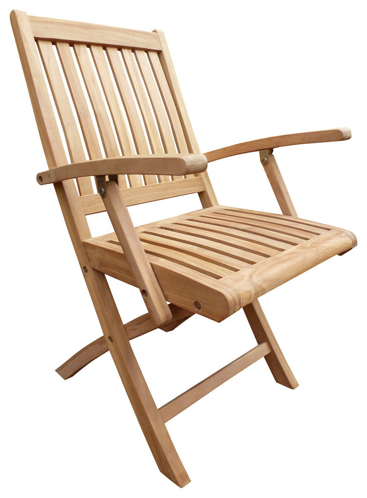 Seven Seas Teak Folding Outdoor Patio Arm Chair, Set of 2