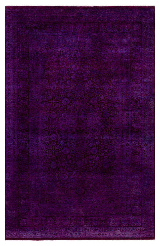 Overdyed One-of-a-Kind Hand-Knotted Area Rug Purple, 6' 2" x 9' 3"