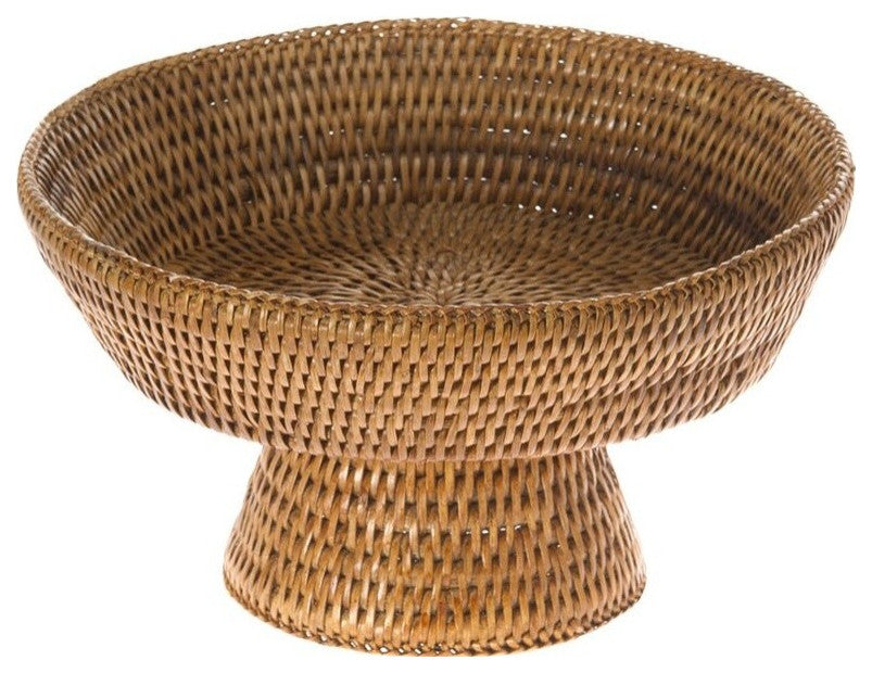 La Jolla Pedestal Rattan Fruit Bowl, Honey-Brown
