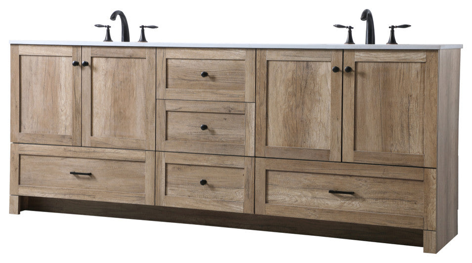 60" Double Bathroom Vanity, Natural Oak, 84