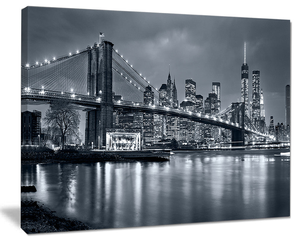 "Panorama New York City at Night" Canvas Print