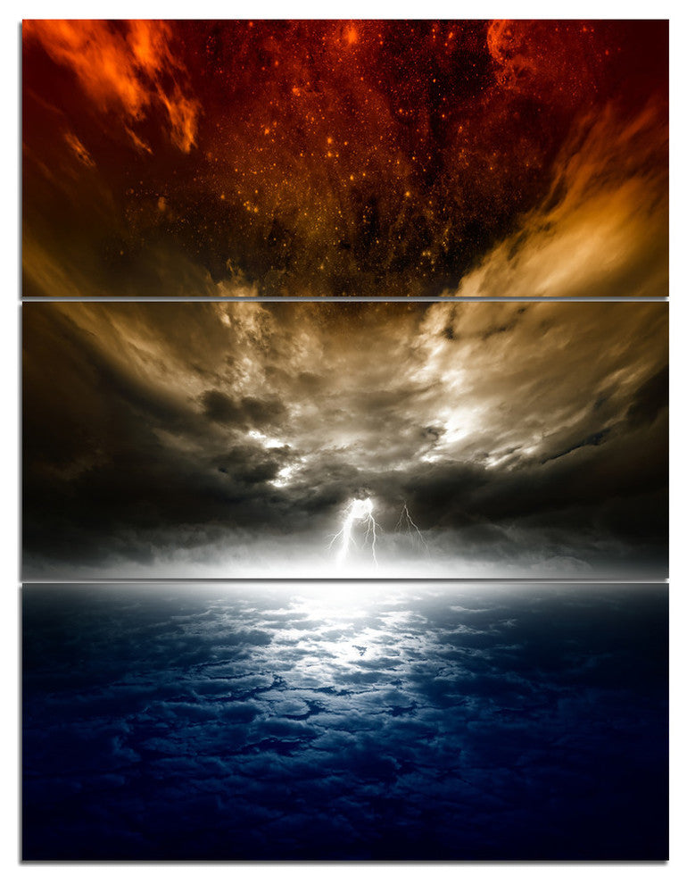 "Dramatic Nature" Spacescape Metal Wall Art, 3 Panels, 28"x36"