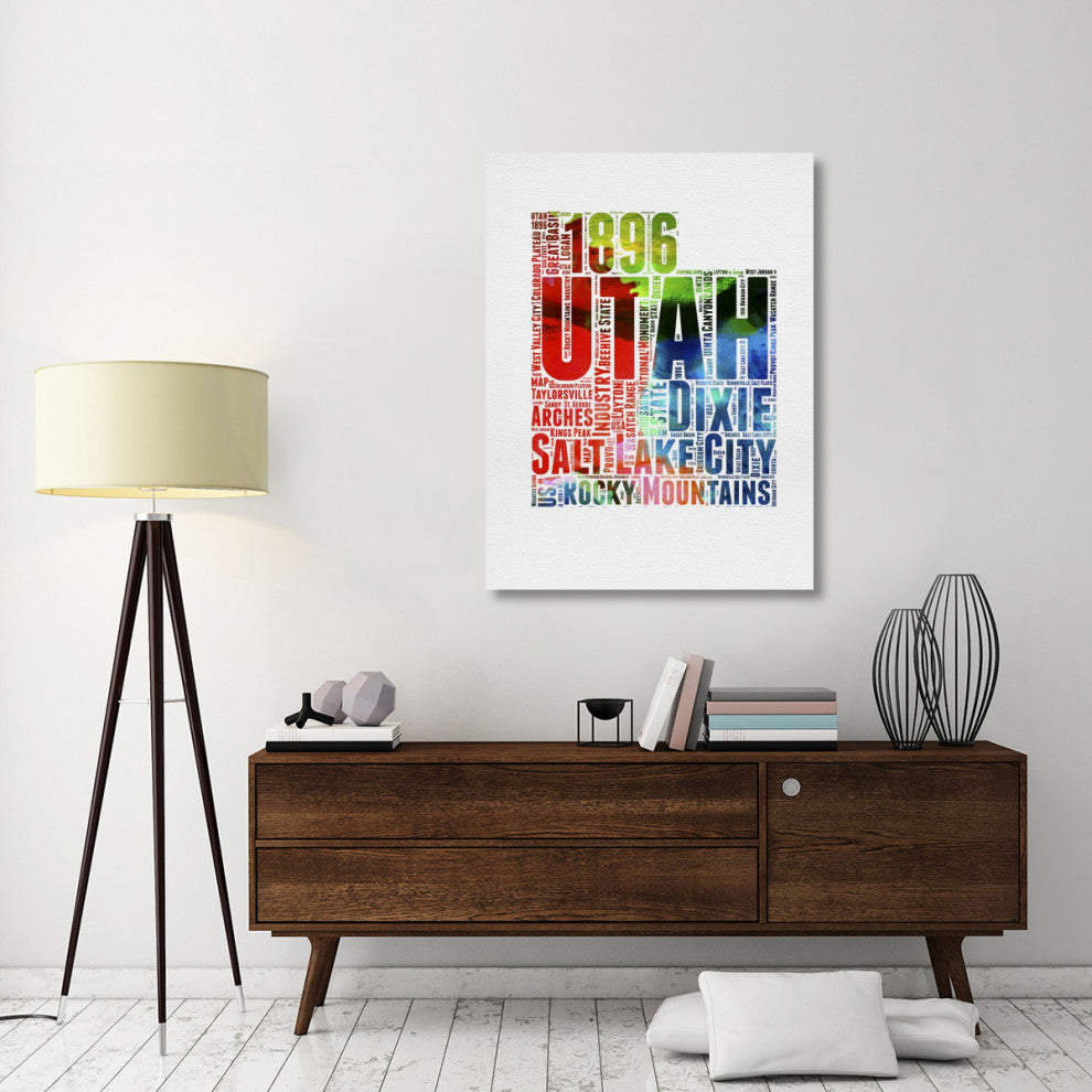 "Utah Watercolor Word Cloud" Fine Art Print