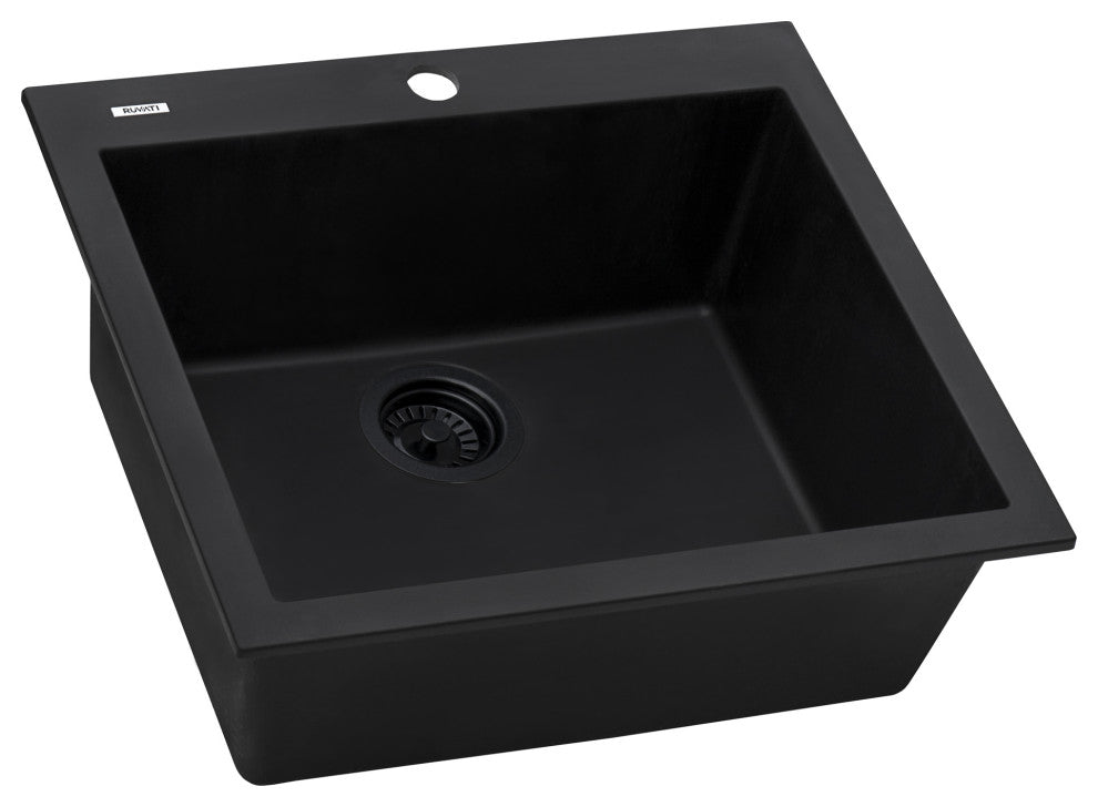 22-inch inch Dual-Mount Granite Composite Sink - Midnight Black - RVG1022BK