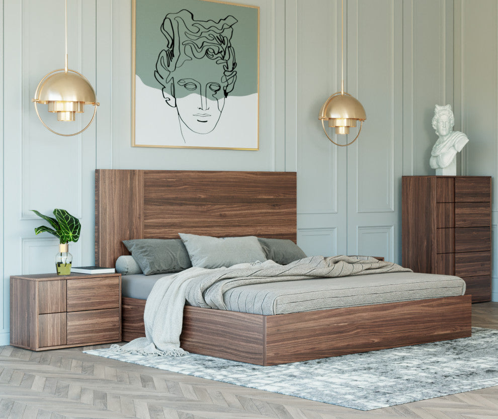 Nova Domus Asus Italian Modern Walnut Bed, Eastern King