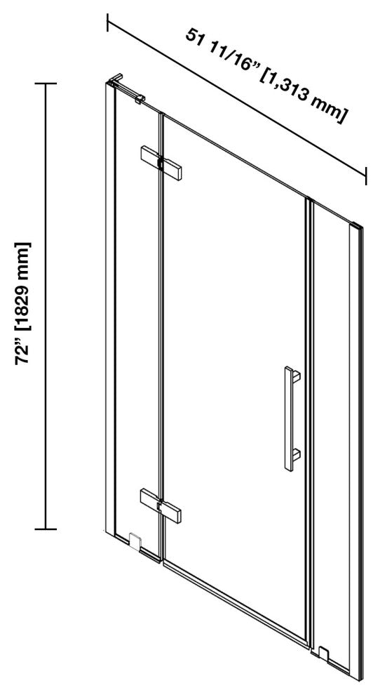 Tampa 51 11/16-54 1/16"Wx72"H Alcove Hinge Shower Door Black