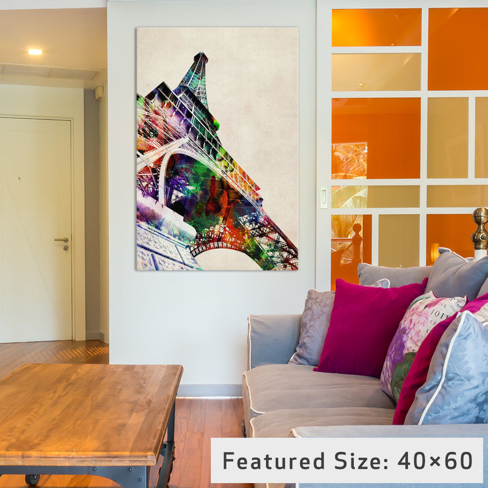 "Eiffel Tower Watercolor" Wrapped Canvas Art Print, 40x26x1.5
