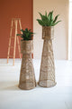 Kalalou A6306 Set Of Two Seagrass And Iron Planter Towers