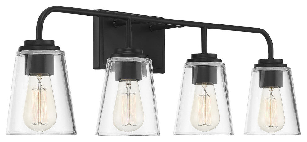 4-Light Bathroom Vanity Light, Matte Black