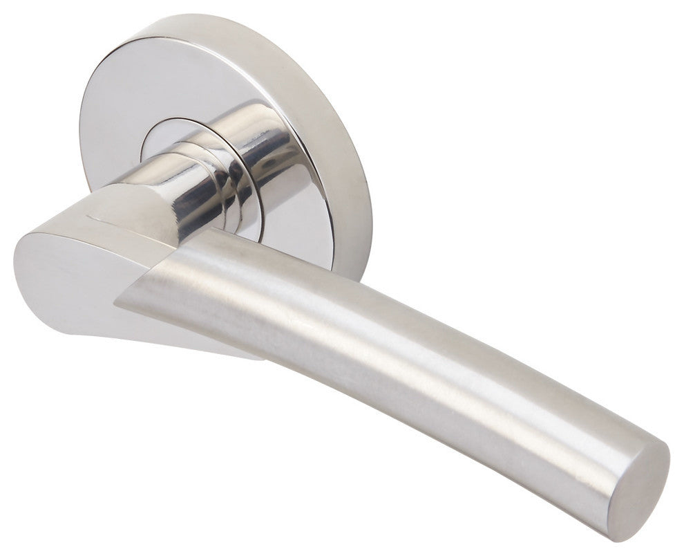 Phoenix Lever, Tubular Passage, Split Finish Polished/Satin Stainless Steel