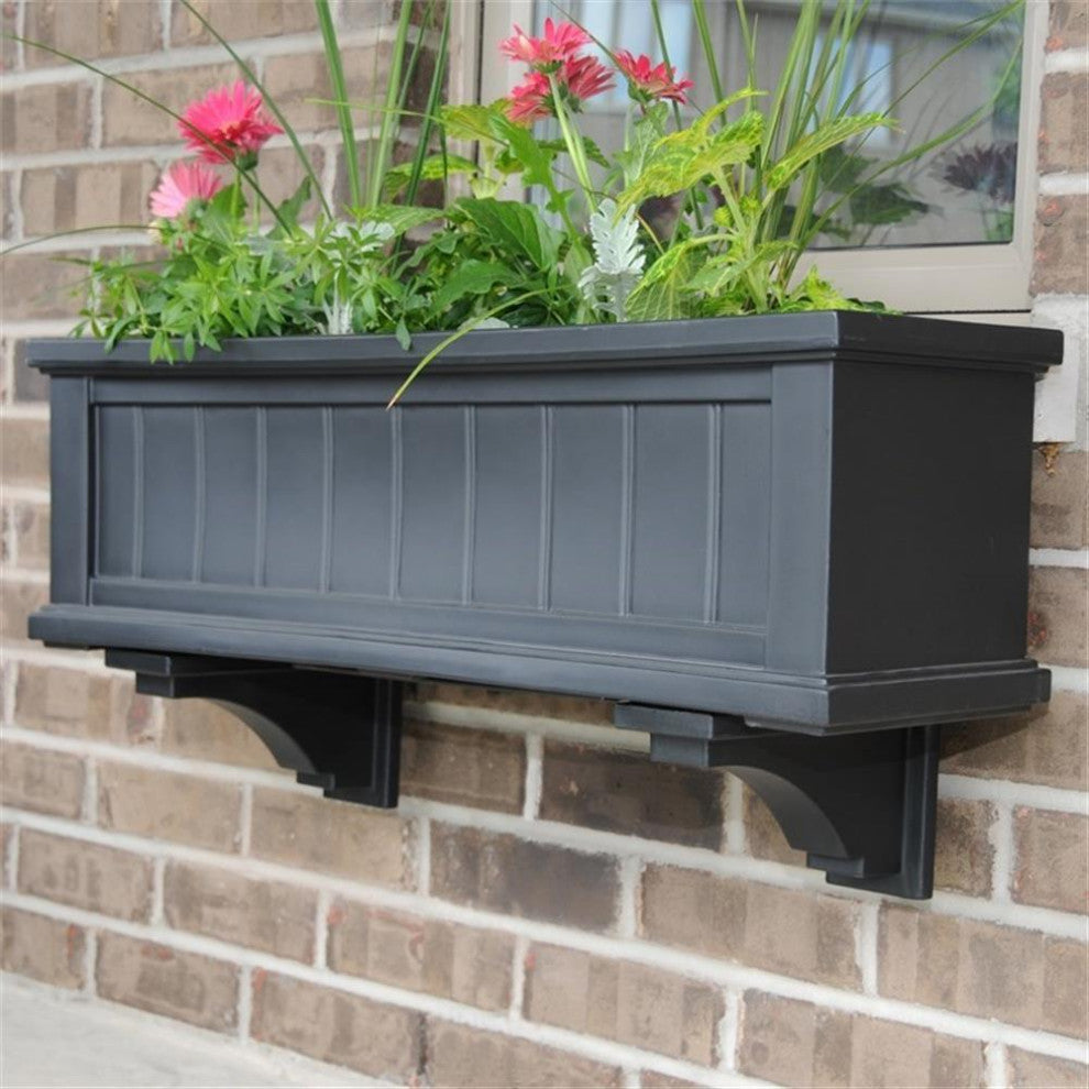 Mayne Cape Cod 3ft Weatherproof Coastal Plastic Window Box in Black