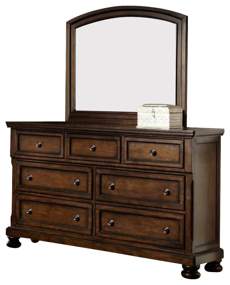 Homelegance Cumberland 7-Drawer Dresser With Mirror, Medium Brown