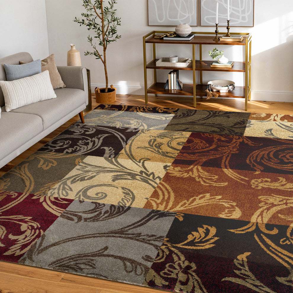 Reagan Transitional Floral Multi-Color Rectangle Area Rug, 5' x 7'