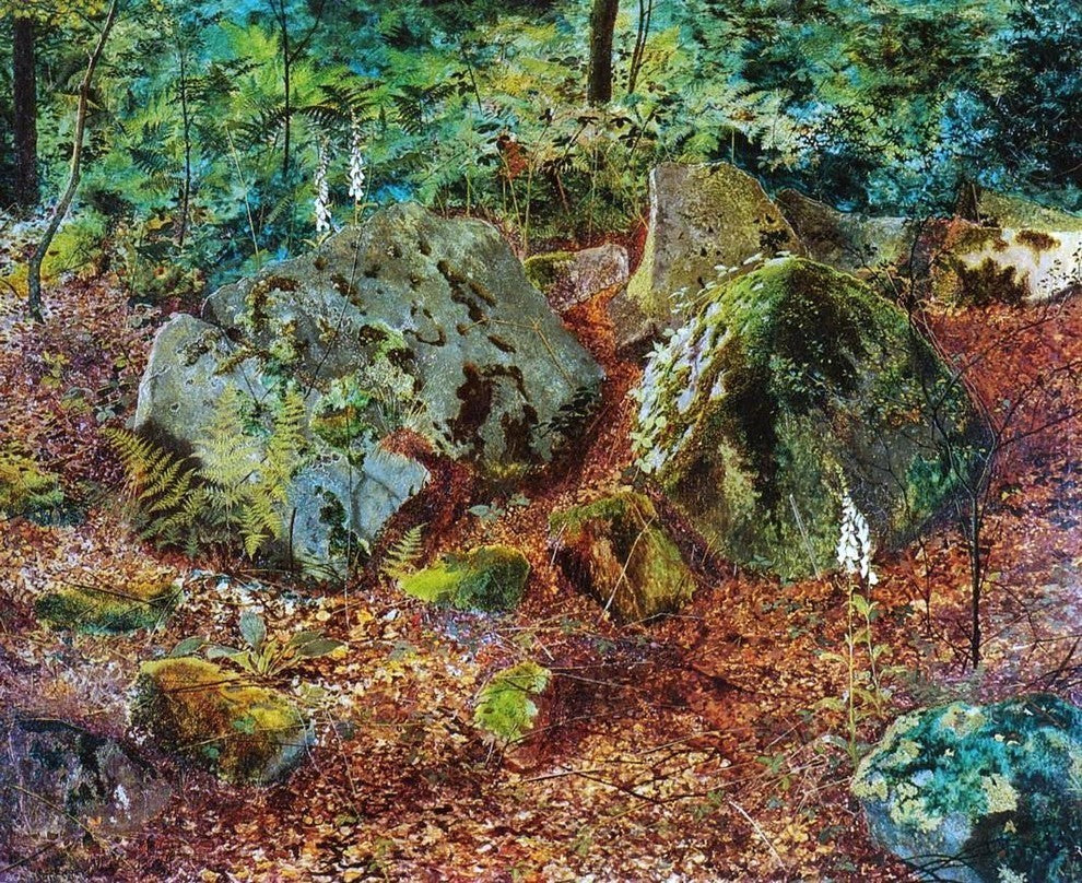 John Atkinson Grimshaw a Mossy Glen Premium Canvas Print