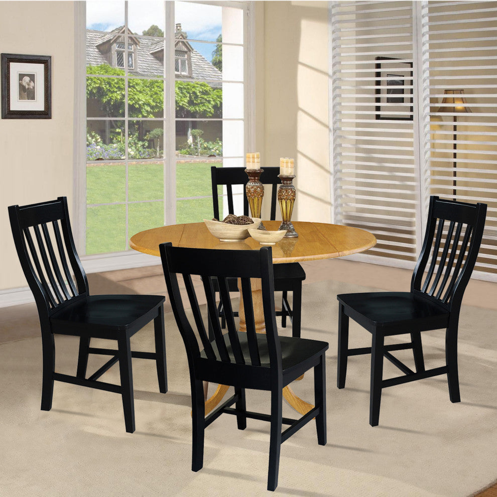 42 in. Dual Drop Leaf Table with 4 Slat Back Dining Chairs