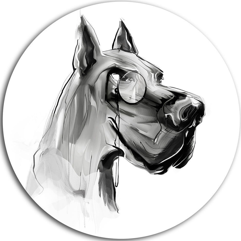 English Bulldog With Monocle, Animal Large Disc Metal Wall Art, 11"