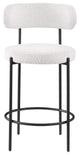 Beacon Upholstered Stool, Set of 2, Cream, Matte Black Finish, Boucle Fabric