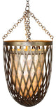 Luxe Gold Cage Pendant Hanging Light, Chandelier Lattice Capiz Shell