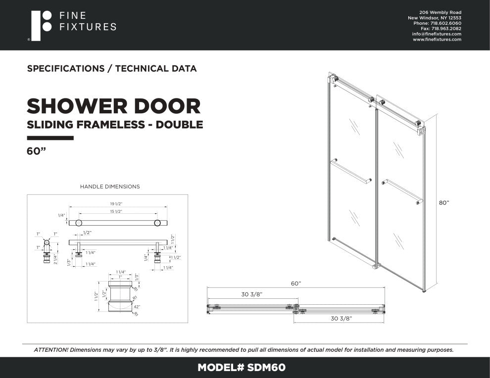 Frameless Clear Sliding Shower Door With Tempered Glass - Shower Bathroom Door, Satin Nickel, 60" X 80", Double Sliding Door