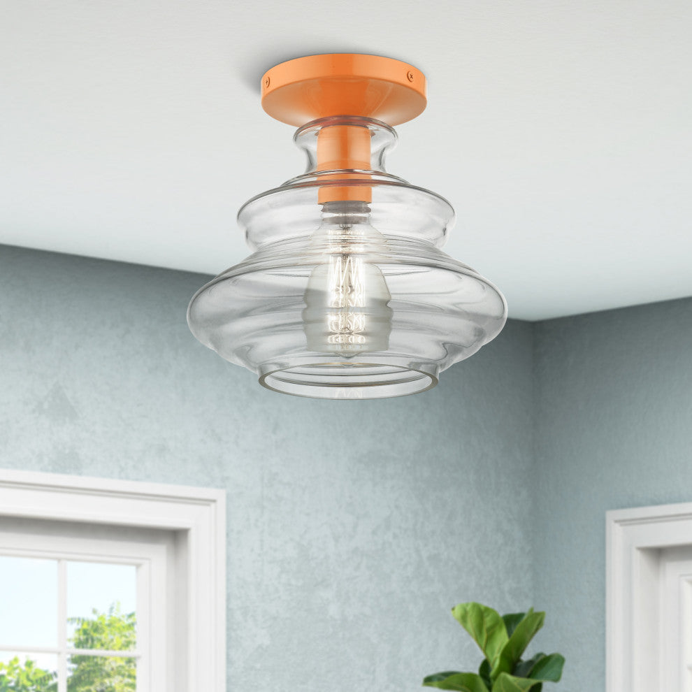 1 Light Shiny Orange Semi-Flush