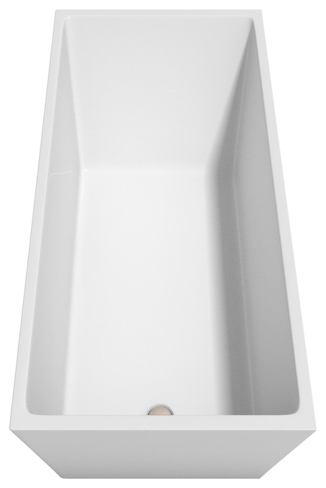 Hannah 67" Freestanding White Bathtub, Brushed Nickel Drain and Overflow Trim