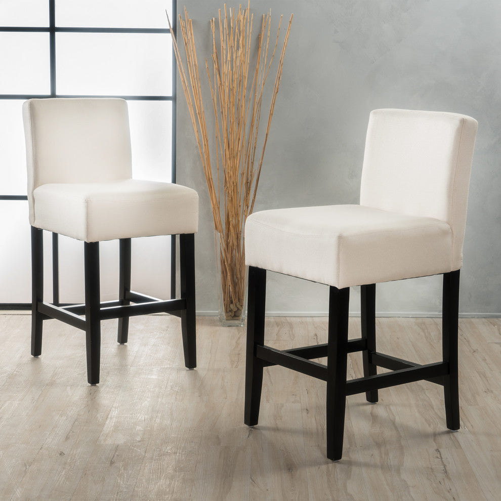 GDF Studio Peterborough Counter Stool, Set of 2, Beige Fabric