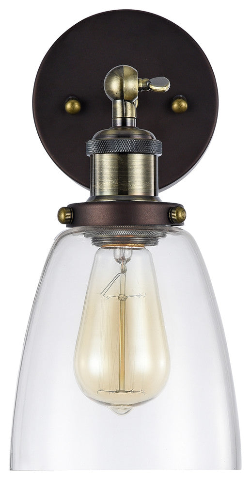 IRONCLAD, Industrial-style 1 Light Rubbed Bronze Wall Sconce, 6" Wide