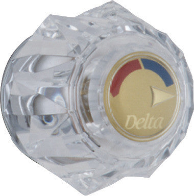 Large Clear Single Handle Knob, Polished Brass