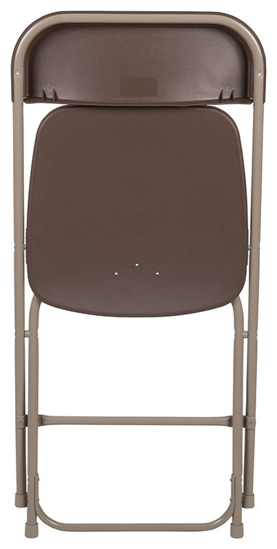 Hercules Series Plastic Folding Chair - 2 Pack 650LB Weight Capacity, Brown