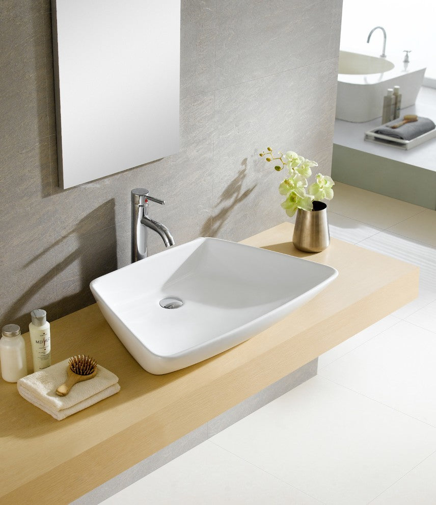 Fine Fixtures White Vitreous China Modern Vessel Sink