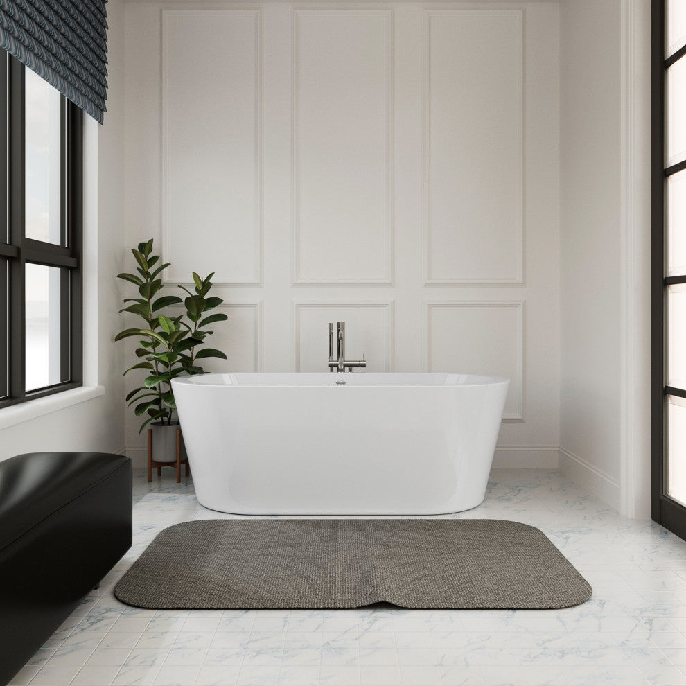Empava 59" Luxury Freestanding Bathtub Acrylic Soaking Tub Modern Standalone